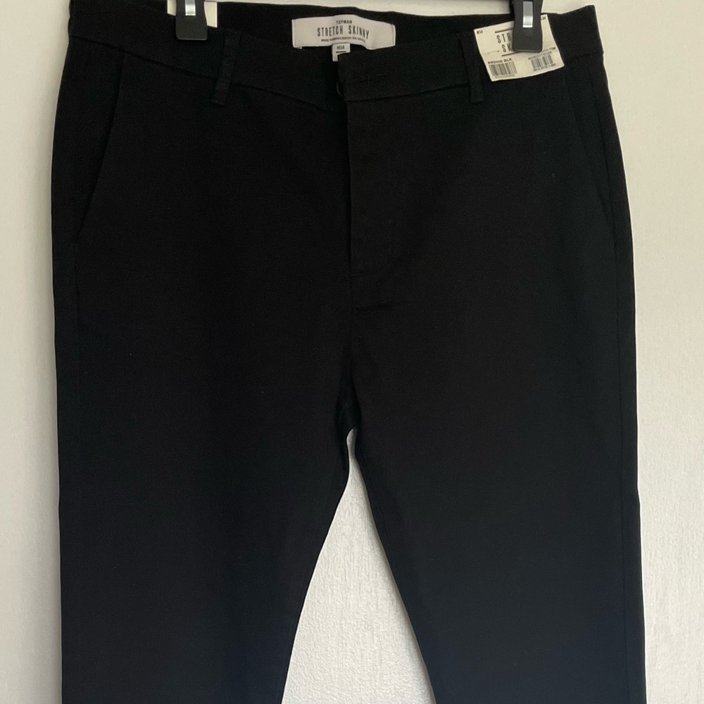 Topman black stretch skinny pants button up
